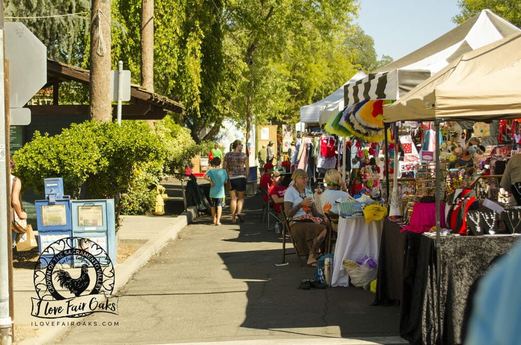 people shopping with vendors at the 10th annual chicken festival in fair oaks california