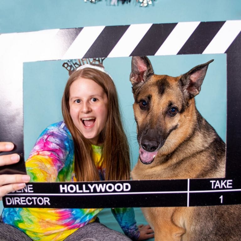 young woman and german shepard