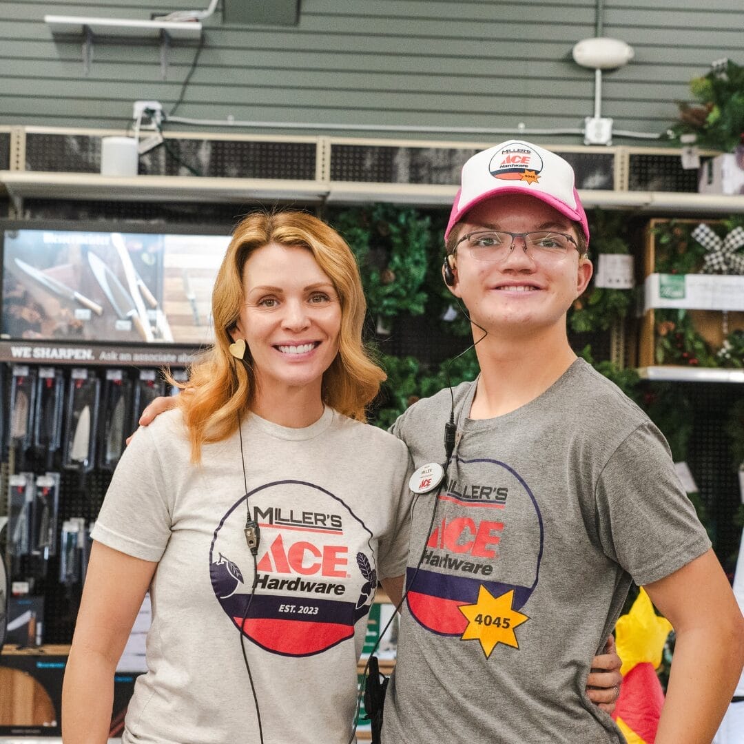 mother and son owners of millers ace hardware