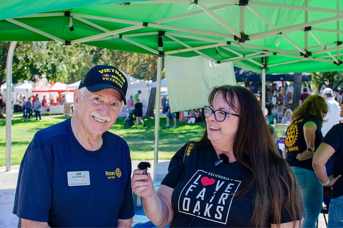 Chrysti Tovani interviewing at the Fair Oaks Chicken Festival